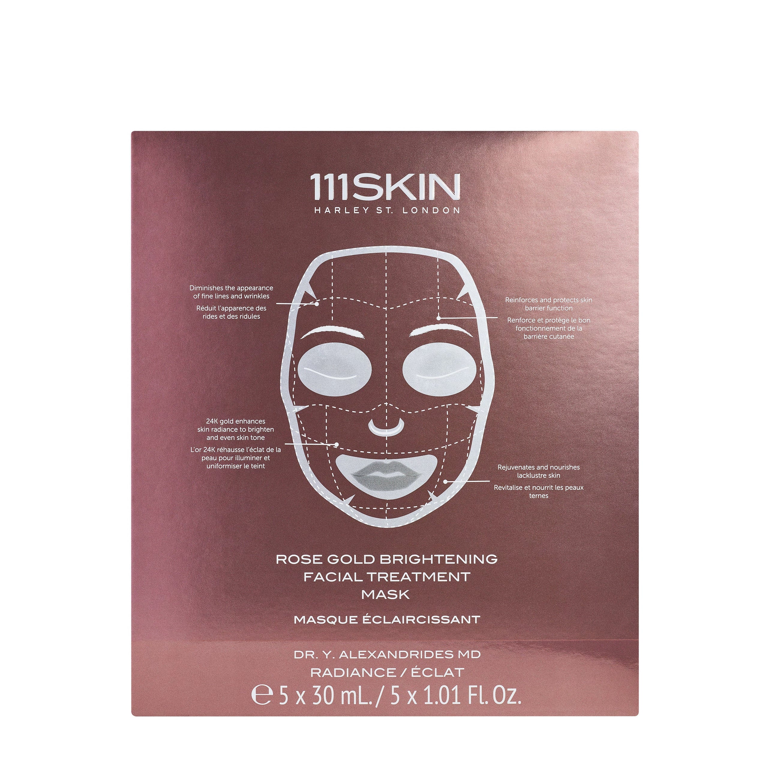 Rose Gold Brightening 5-Piece Facial Treatment Mask Set - Temof Store 