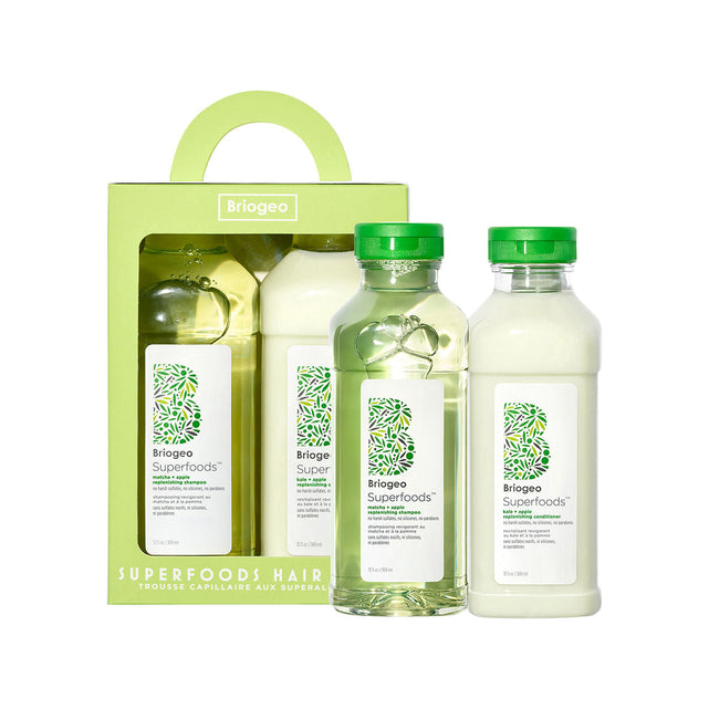 Superfoods Kale, Apple, Matcha and Apple Replenishing Shampoo and Conditioner Duo - Temof Store 