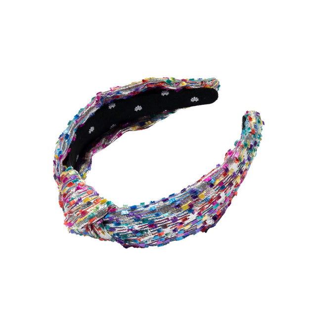 Silver Metallic Confetti Knotted Headband - Temof Store 